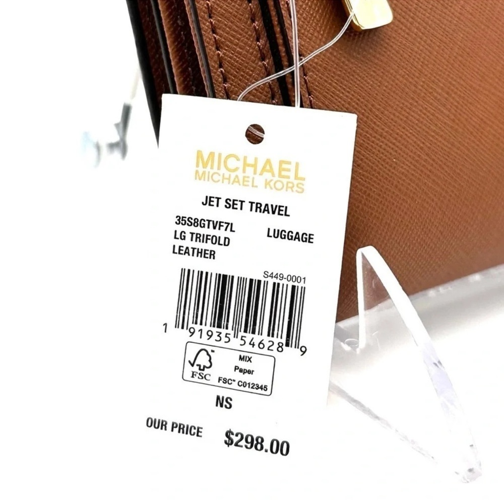 Michael Kors Large Trifold Wallet Luggage Brown - Picture 8 of 8